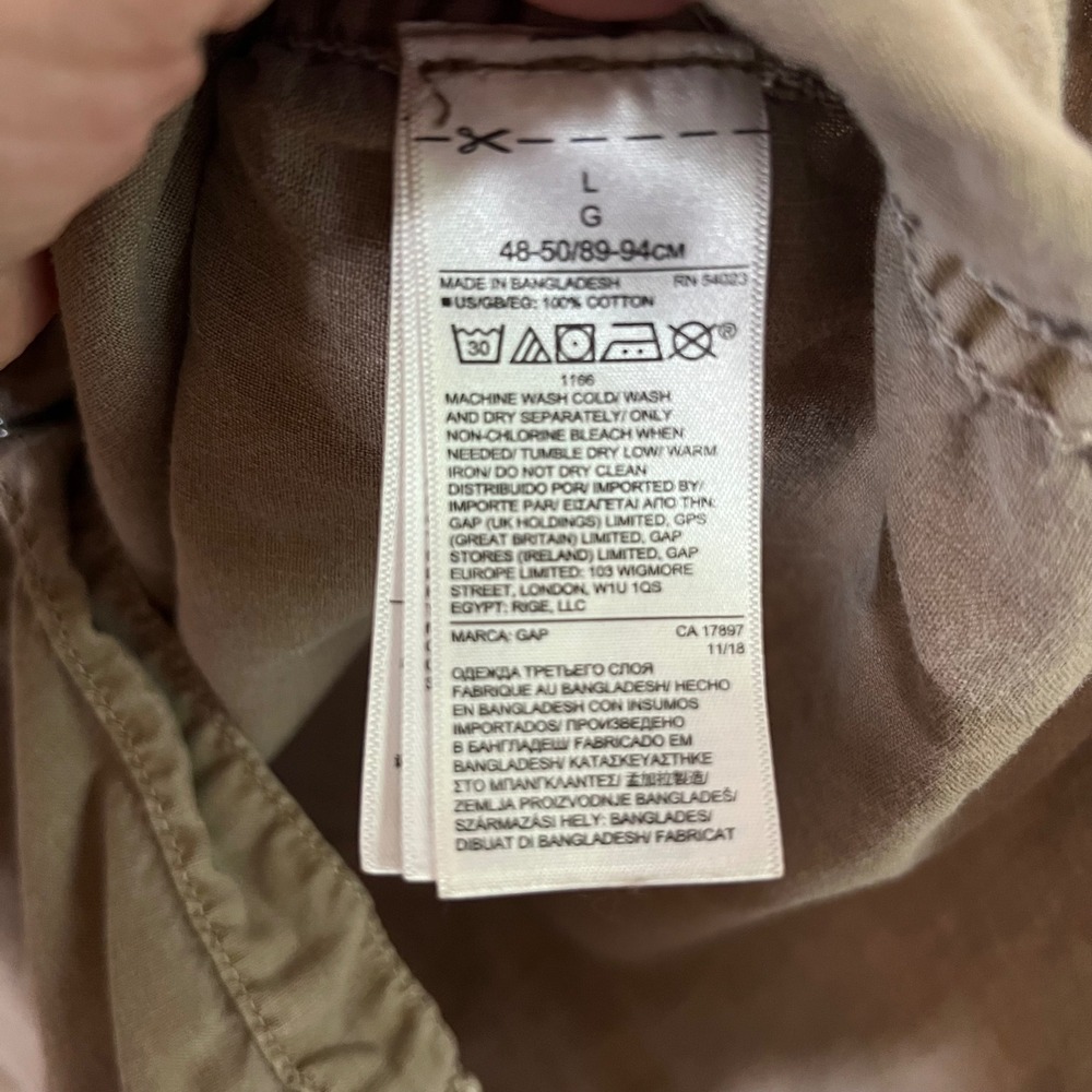 Gap Mens Pearl Snap Western Shirt Khaki Tan Slim Fit Cotton Large Lp - Picture 5 of 7